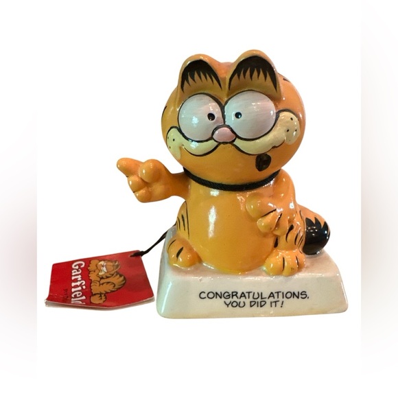 Vintage 1978 Garfield Cat Ceramic Figurine Congratulation You Did It 3.25" - Picture 1 of 6